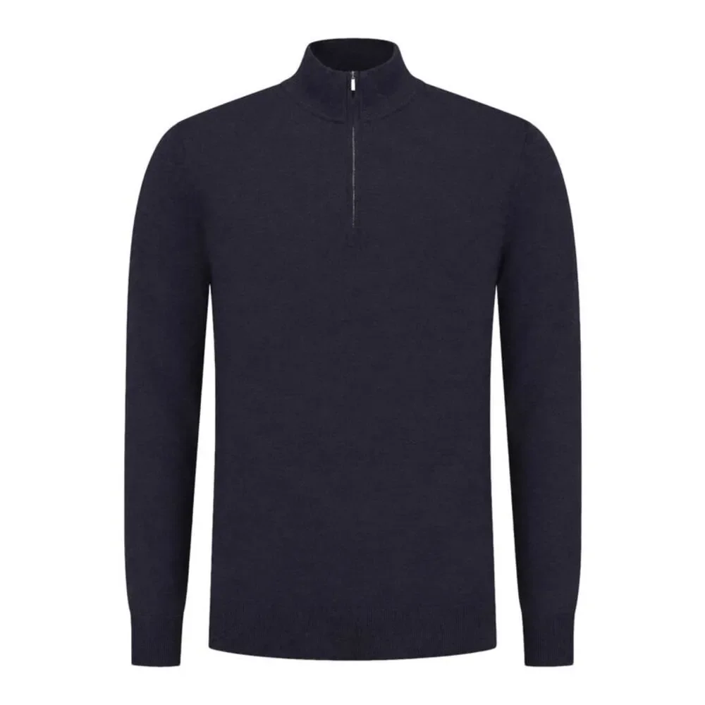 Zanone Men Wool High-Neck Sweater With Zip